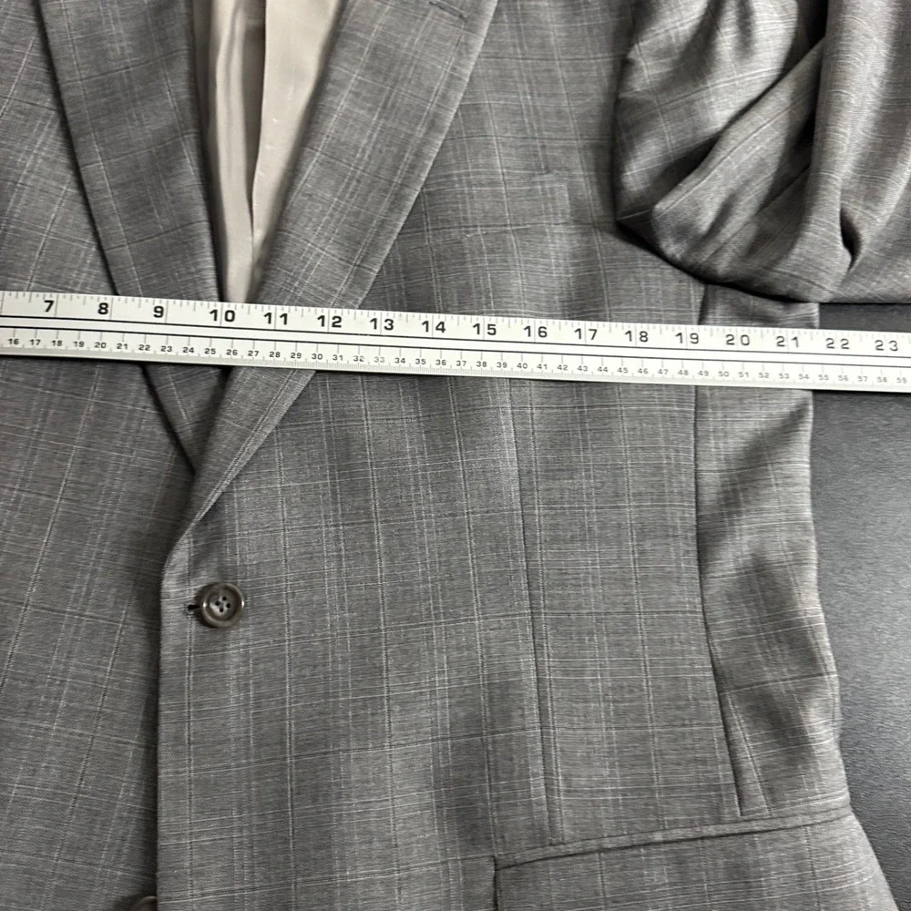 Hart Schaffner Marx Gold Mens Two Piece Suit‎ 42L 34W Grey Plaid Wool